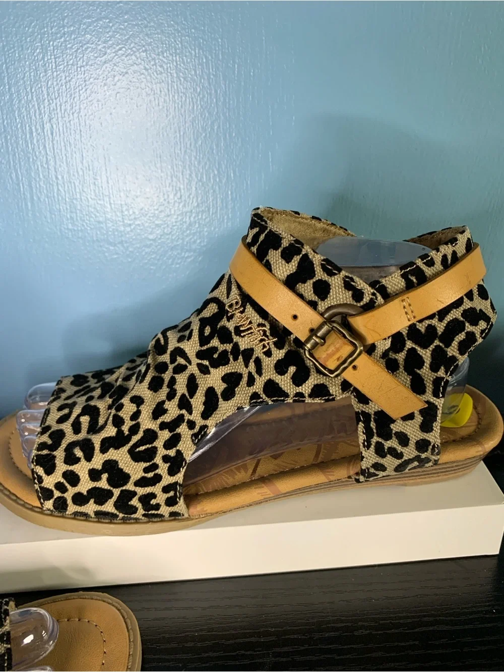 Blowfish Leopard Print Sandals with Tan Straps